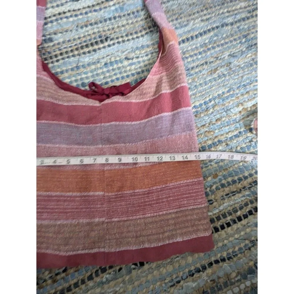 Hippie Bohemian India Festival Ethnic Woven Stripe Peddler Hobo Bag Oranges